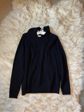 Kokun Black Pullover Hoodie Sweater Size L 47% Wool 6% Cashmere Blend Excellent